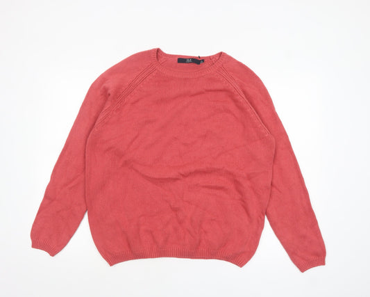 ISLE Womens Pink Cotton Crew Neck Pullover Jumper Size 18-20