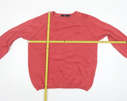 ISLE Womens Pink Cotton Crew Neck Pullover Jumper Size 18-20