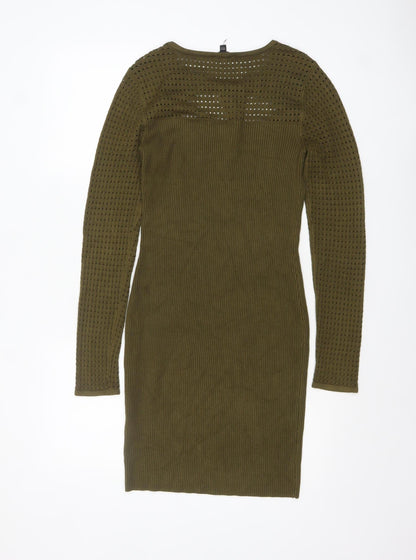 Guess Women Green Bodycon Knit Cut Out Dress Size 12