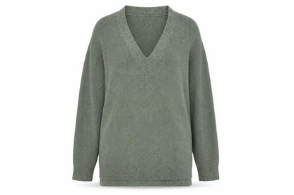 Marks and Spencer Women's Green V-Neck Knit Jumper Size 10
