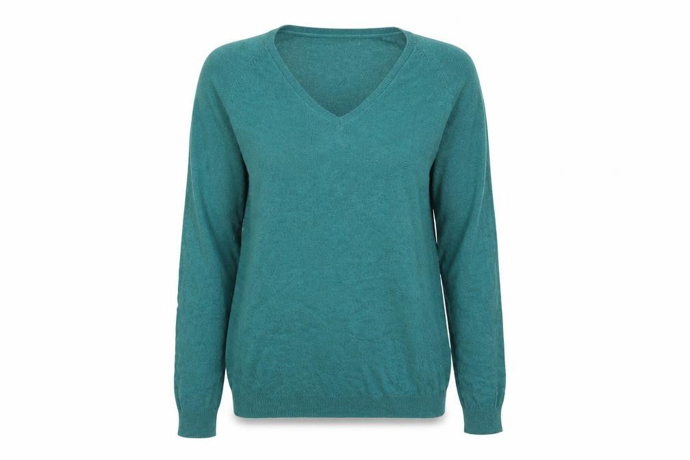 Next Women Green V-Neck Long Sleeve Pullover Jumper Size 10