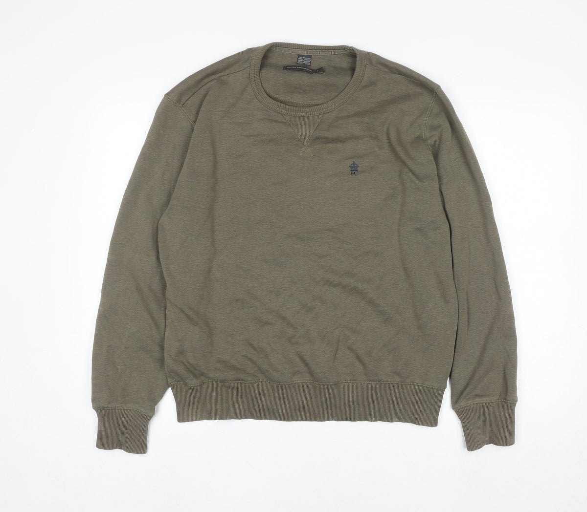 Mens UK Size L French Connection Green Pullover Sweatshirt