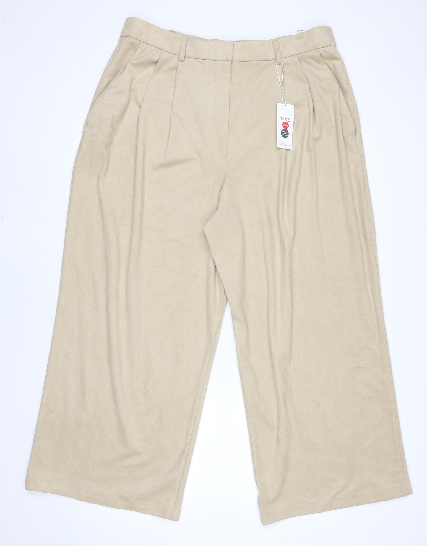 Womens UK Size 18 Marks and Spencer Regular Fit Casual Business Beige Trousers