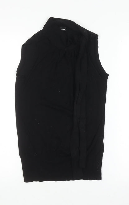 Warehouse Women's Black High Neck Sleeveless Knit Blouse Size 8