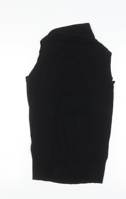 Warehouse Women's Black High Neck Sleeveless Knit Blouse Size 8