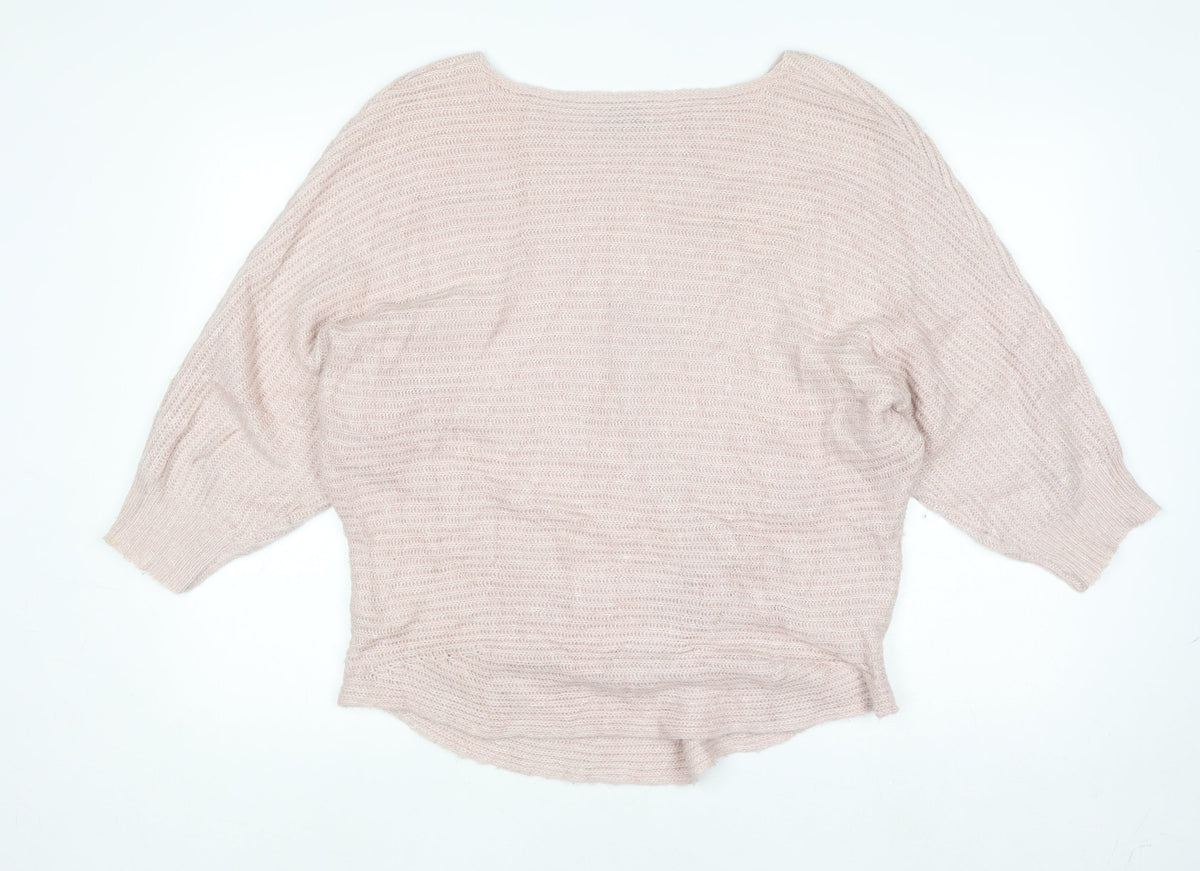 Phase Eight Women Beige L Knit Boat Neck Pullover Jumper