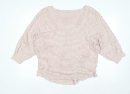 Phase Eight Women Beige L Knit Boat Neck Pullover Jumper
