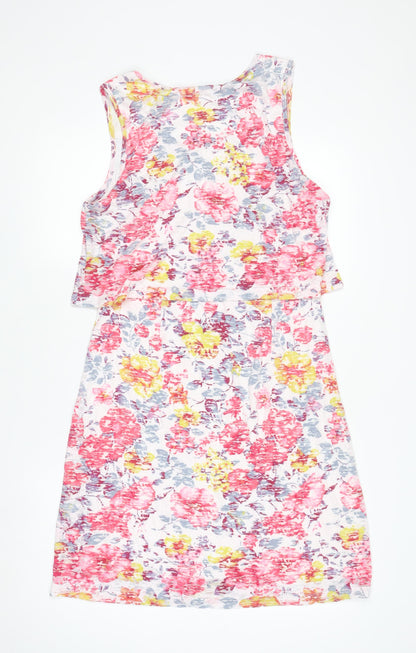 Adini Women's Multicoloured Floral Sleeveless Cotton Modal Knee Length Tank Dress M