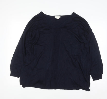 Monsoon Women Blue V-Neck Long Sleeve Open Cardigan Size 18
