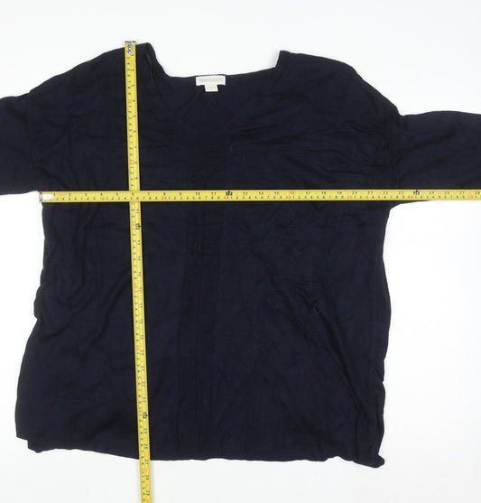 Monsoon Women Blue V-Neck Long Sleeve Open Cardigan Size 18