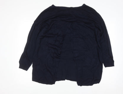 Monsoon Women Blue V-Neck Long Sleeve Open Cardigan Size 18
