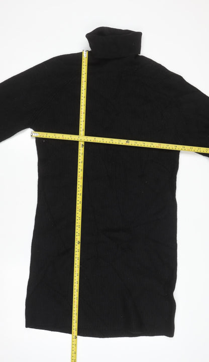 MNG Women’s Black Knit Roll Neck Long Sleeve T-Shirt Dress Size M