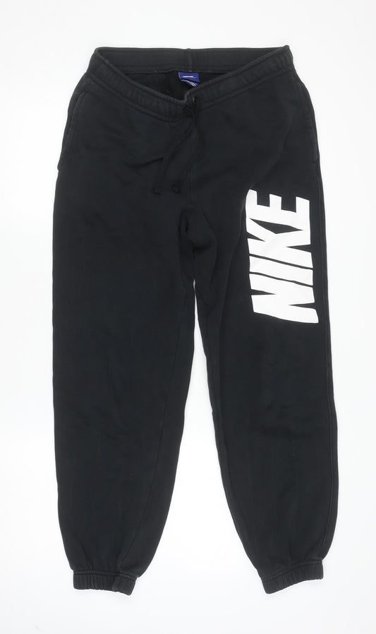 Nike Women Black Small Jogger Activewear Trousers Fleece Cotton Blend