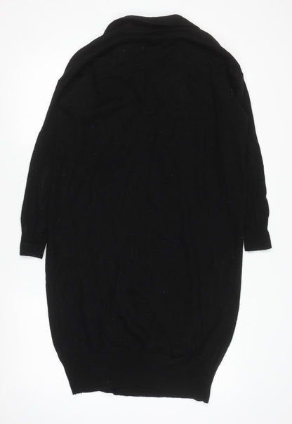 Jaeger Women’s Black Wool Knit Collared Sweater Dress Small