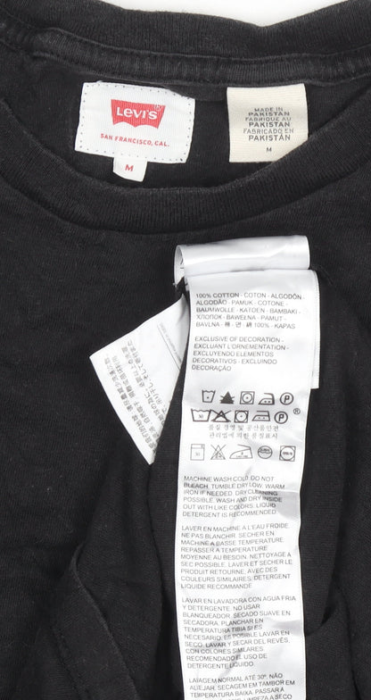 Levi's Men's Black Cotton Crew Neck Short Sleeve Regular Fit T-Shirt M