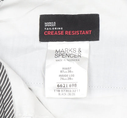 Marks and Spencer Men's Black 38x29 Crease Resistant Dress Pants
