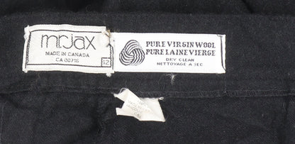 Mr. Jax Women’s Black Wool Pleated High Rise Trousers Size 12
