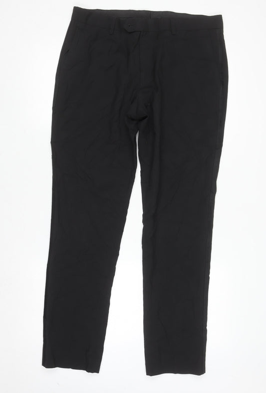 Next Men's Black Slim Fit Dress Trousers 34W 31L