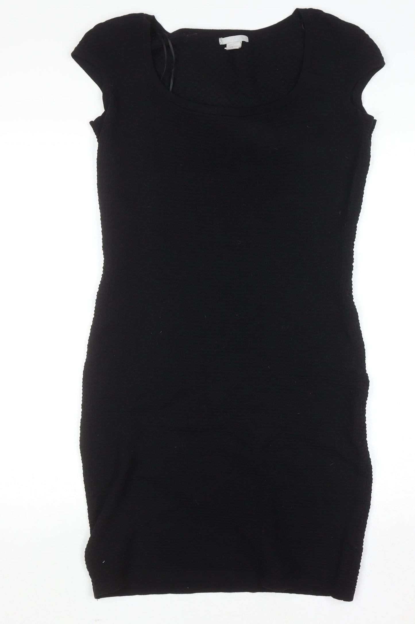 H&M Women Black Bodycon Knit Knee Length Dress Size M