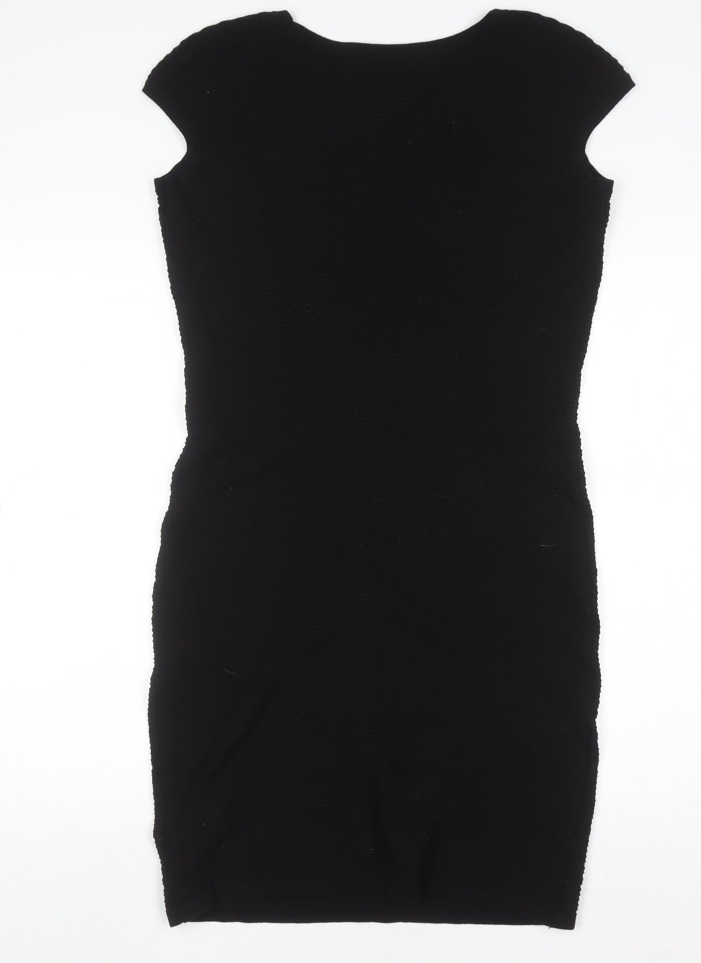 H&M Women Black Bodycon Knit Knee Length Dress Size M