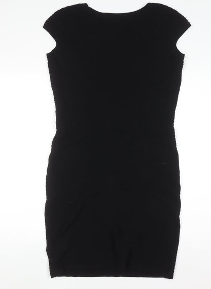 H&M Women Black Bodycon Knit Knee Length Dress Size M