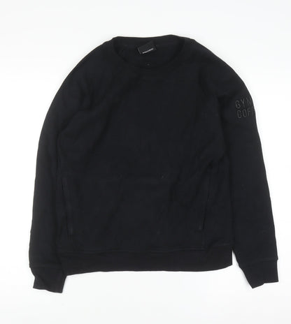 Womens UK Size S Gym+Coffee Black Pullover Sweatshirt