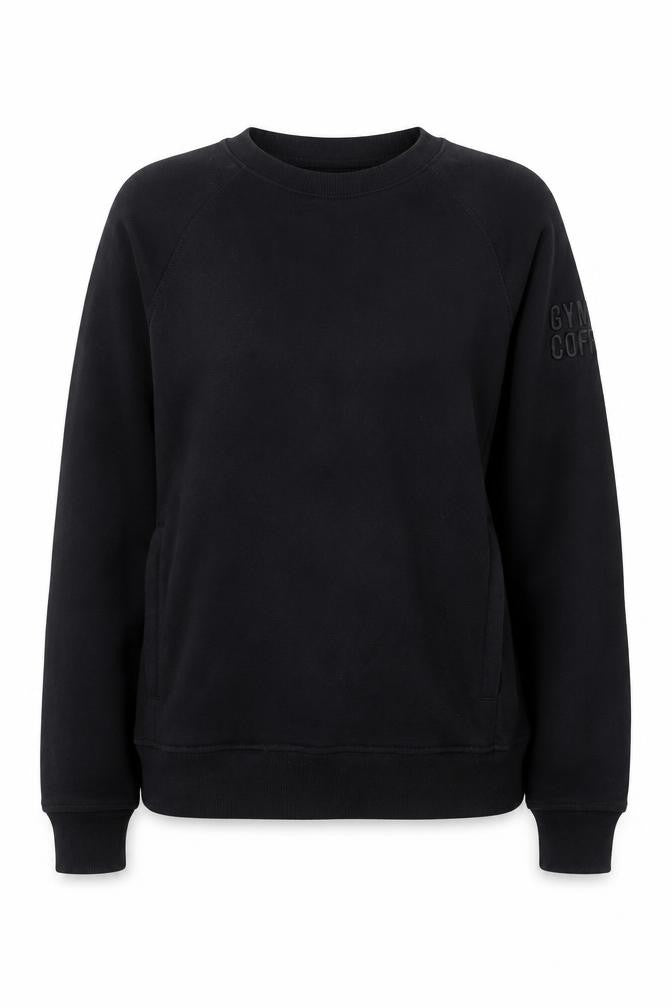 Womens UK Size S Gym+Coffee Black Pullover Sweatshirt