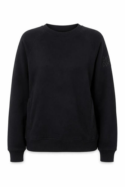 Womens UK Size S Gym+Coffee Black Pullover Sweatshirt