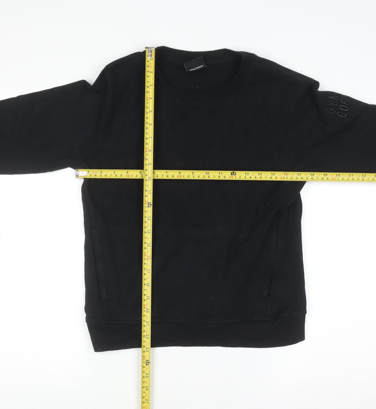 Womens UK Size S Gym+Coffee Black Pullover Sweatshirt