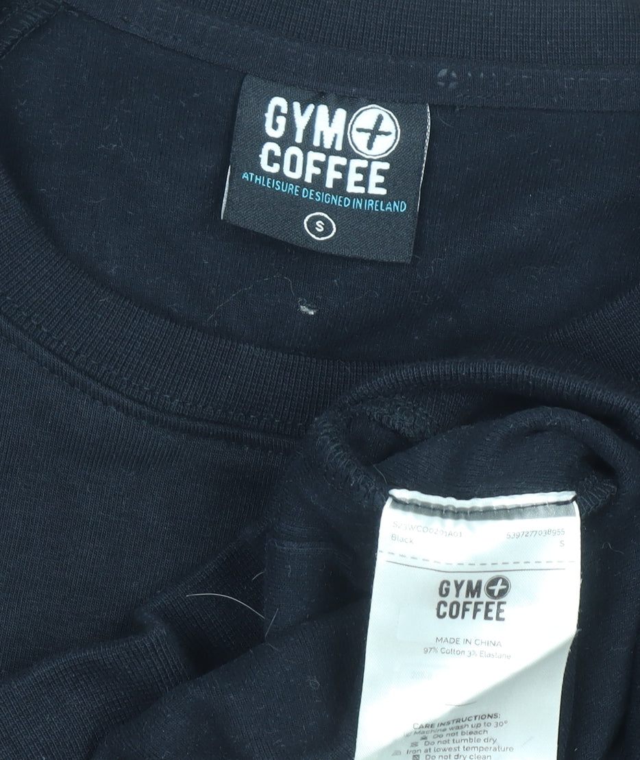 Womens UK Size S Gym+Coffee Black Pullover Sweatshirt