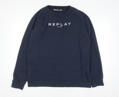 Mens UK Size XL Replay Blue Pullover Sweatshirt