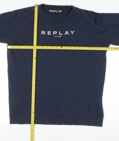 Mens UK Size XL Replay Blue Pullover Sweatshirt
