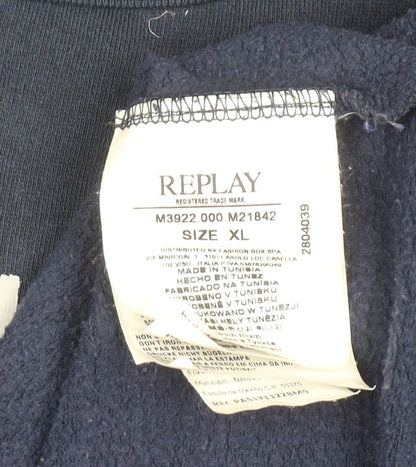 Mens UK Size XL Replay Blue Pullover Sweatshirt