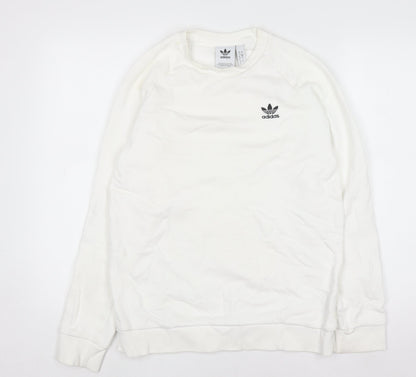 Mens UK Size S adidas White Pullover Sweatshirt