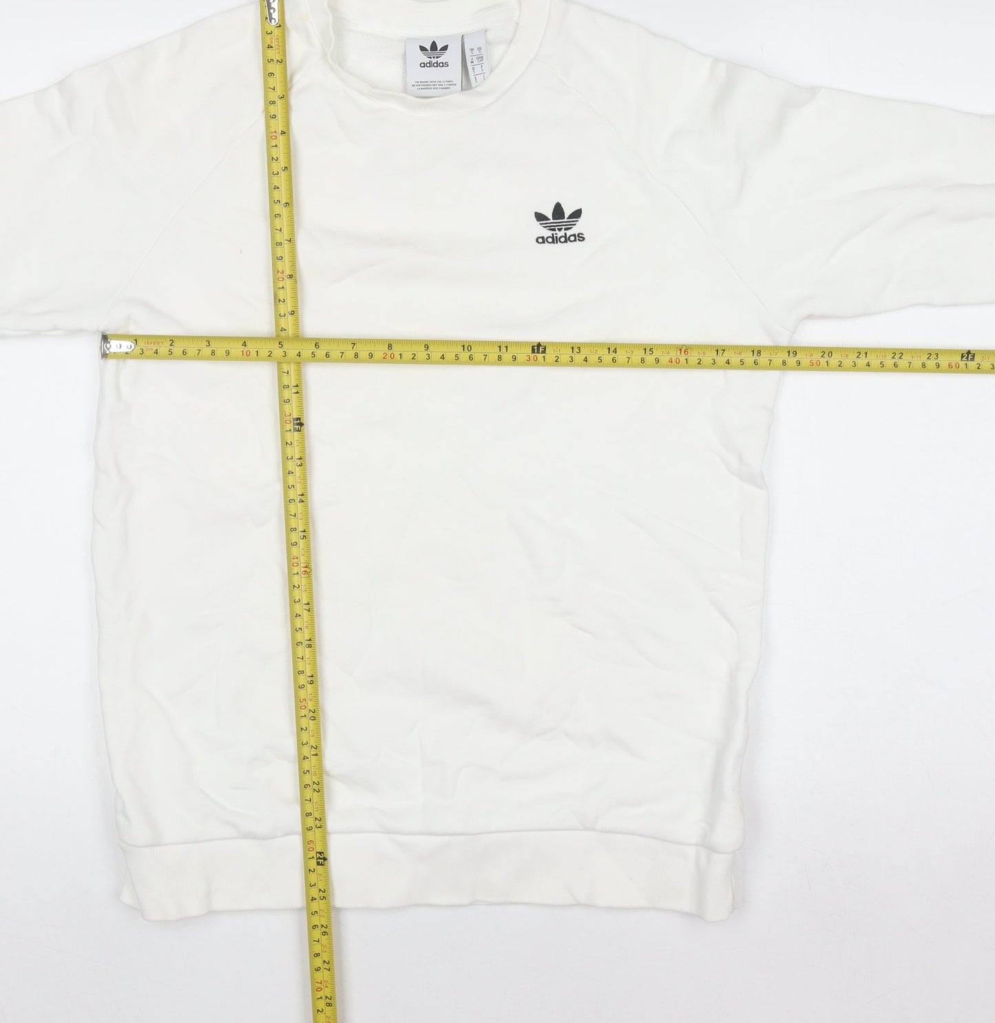 Mens UK Size S adidas White Pullover Sweatshirt