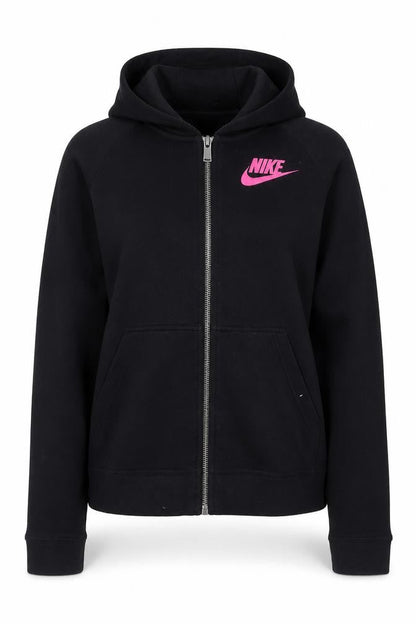 Front view of Nike Teens Black Full Zip Hoodie XL 13-15Y Cotton Blend Sportswear