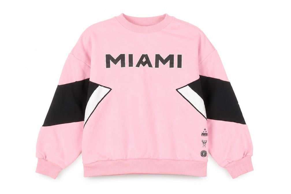 Front view of Marks & Spencer girls’ pink miami graphic pullover sweatshirt 10-11 years