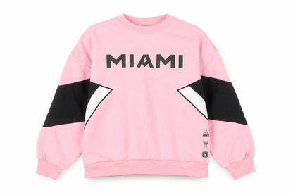 Front view of Marks & Spencer girls’ pink miami graphic pullover sweatshirt 10-11 years