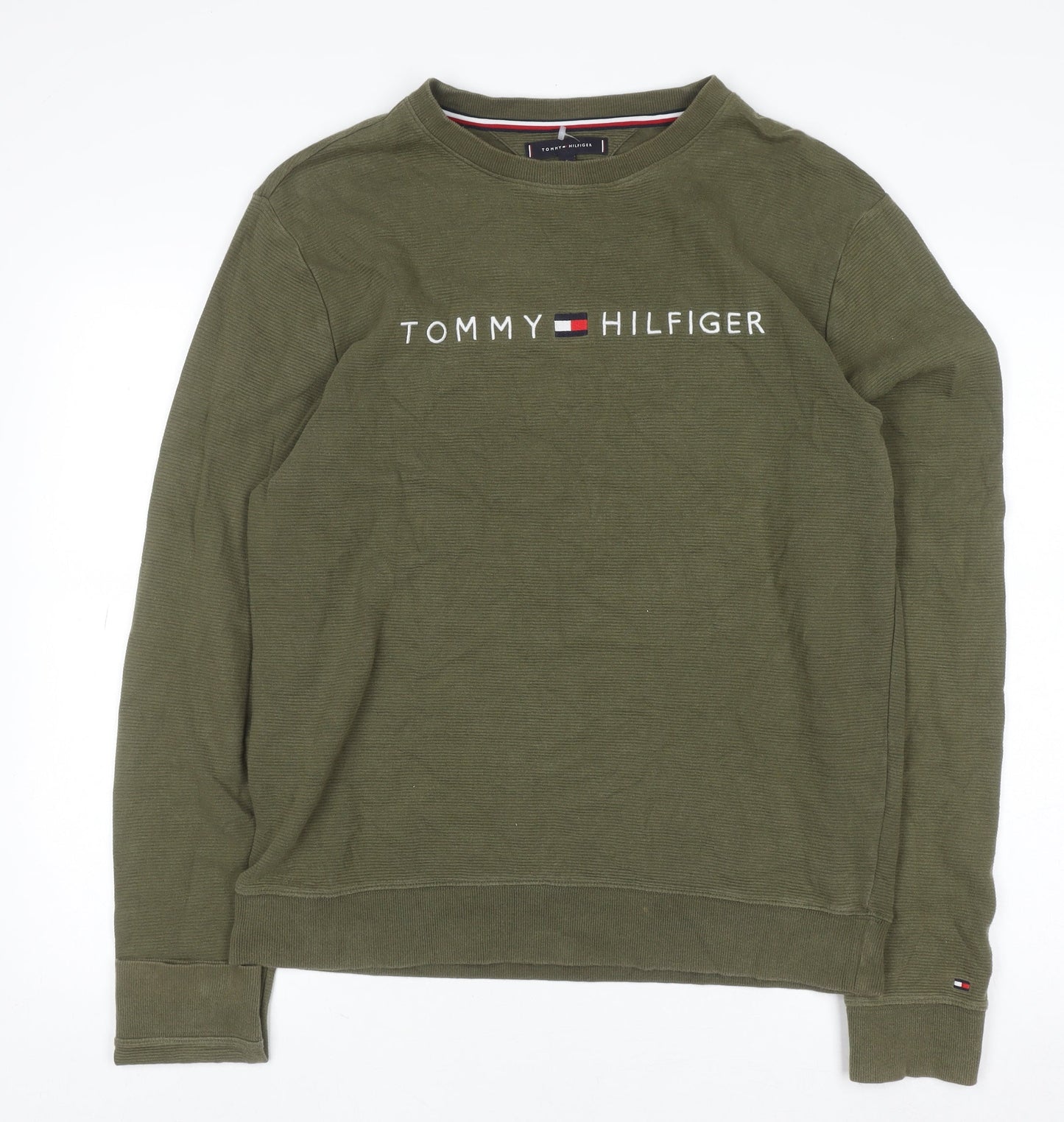 Mens UK Size L Tommy Hilfiger Green Pullover Sweatshirt