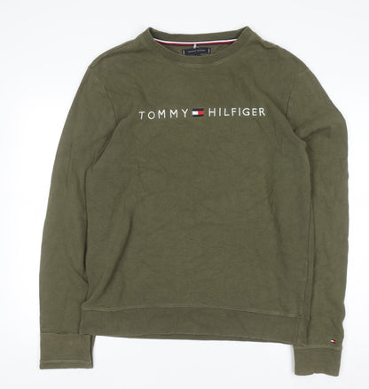 Mens UK Size L Tommy Hilfiger Green Pullover Sweatshirt