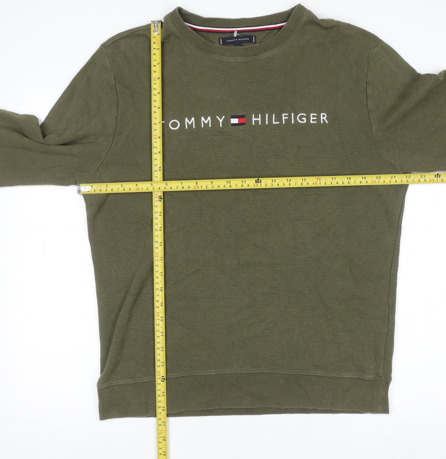 Mens UK Size L Tommy Hilfiger Green Pullover Sweatshirt