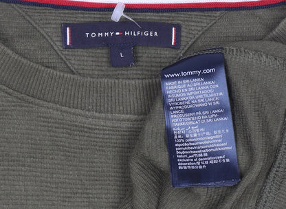 Mens UK Size L Tommy Hilfiger Green Pullover Sweatshirt