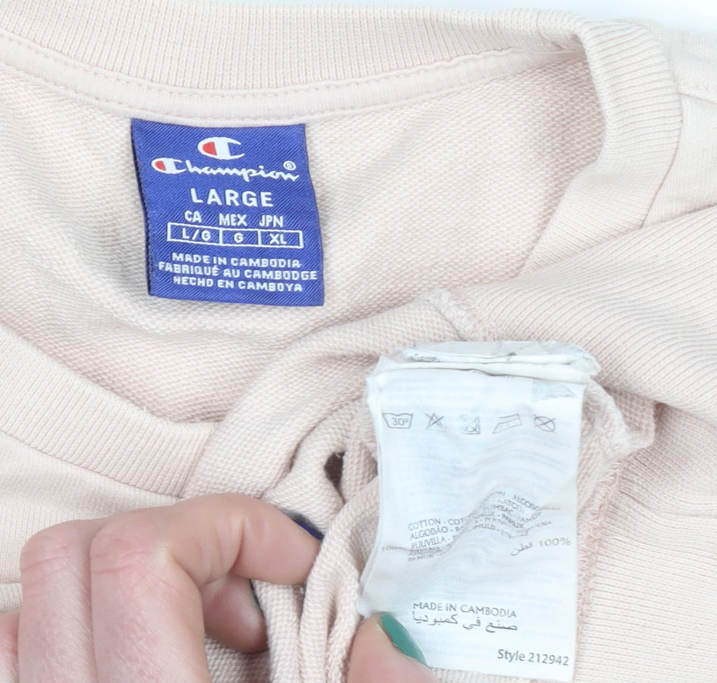 Womens UK Size L Champion Beige Pullover Sweatshirt