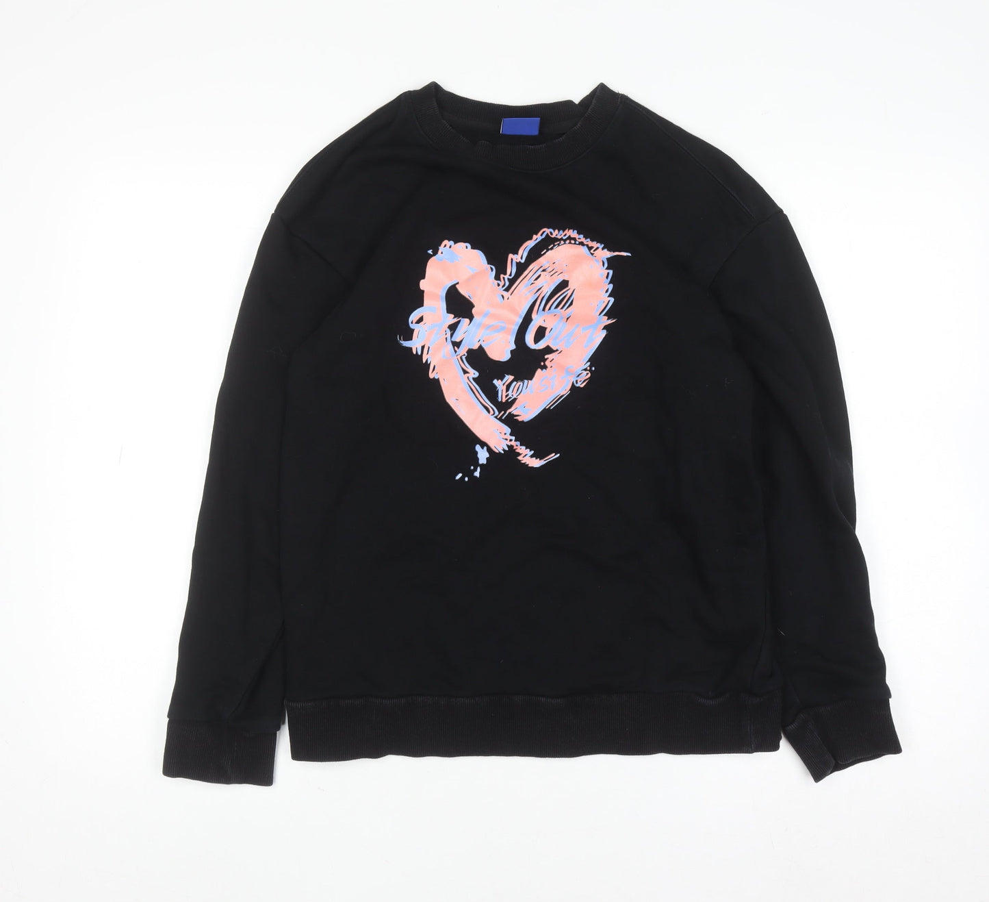 Womens UK Size M Street Fashion Black Pullover Sweatshirt