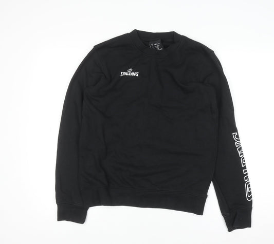 Spalding Boys Black 13-14 Years Pullover Sweatshirt Crew Neck Long Sleeve