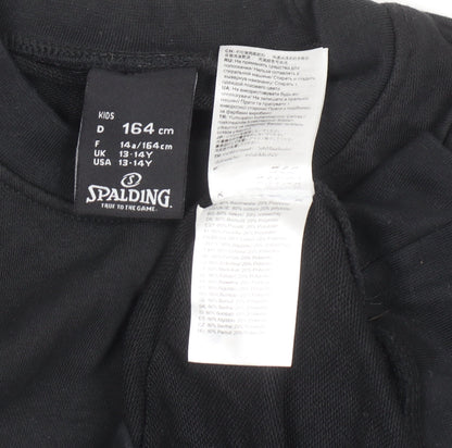 Spalding Boys Black 13-14 Years Pullover Sweatshirt Crew Neck Long Sleeve