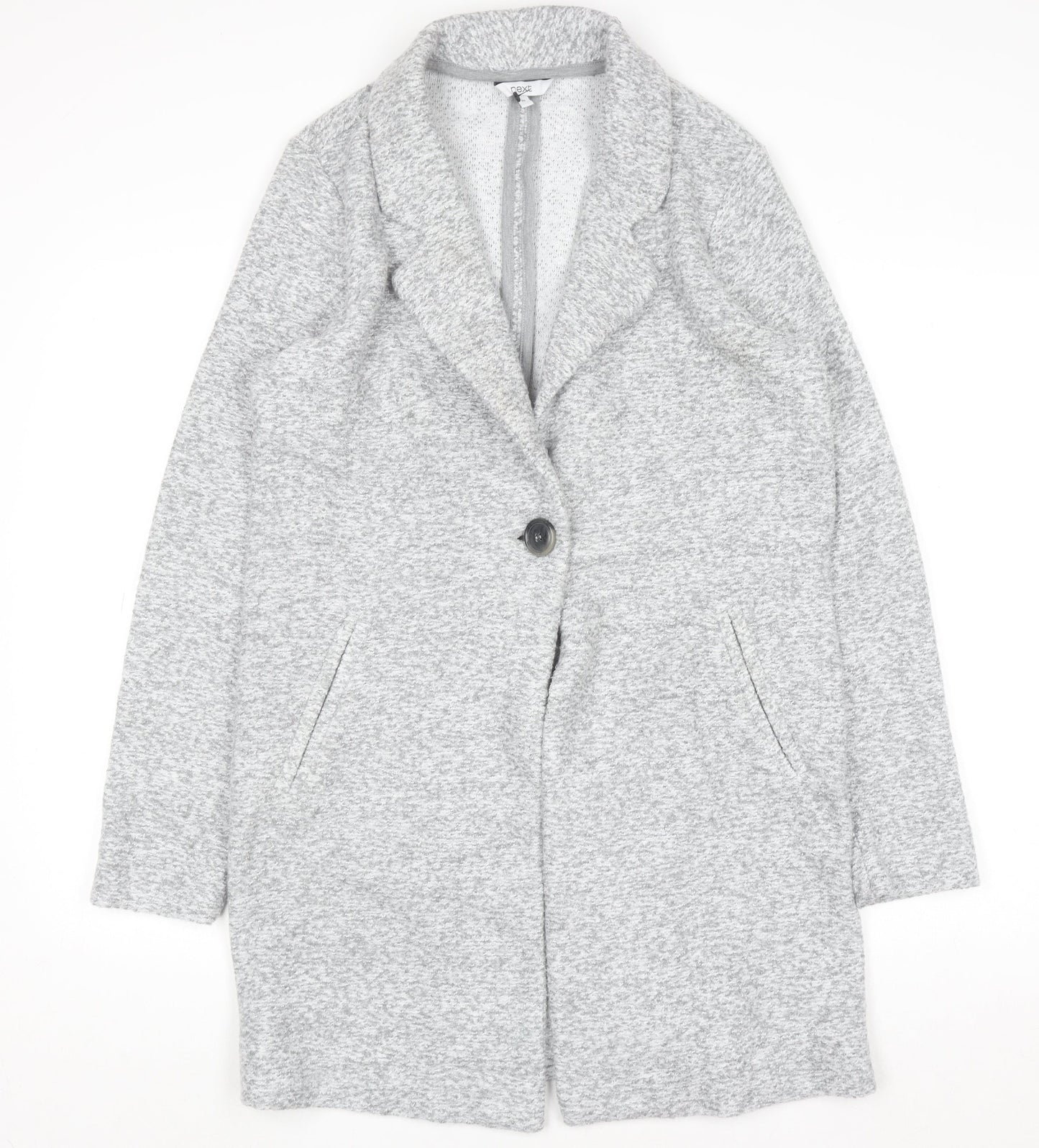 Next Women Grey Long Sleeve Collared Cardigan Size 10
