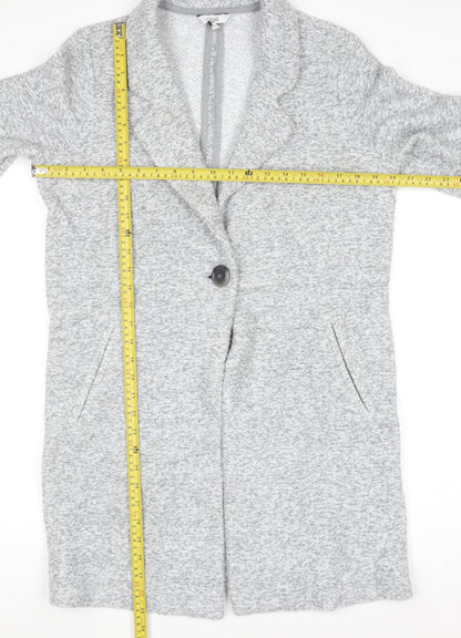 Next Women Grey Long Sleeve Collared Cardigan Size 10