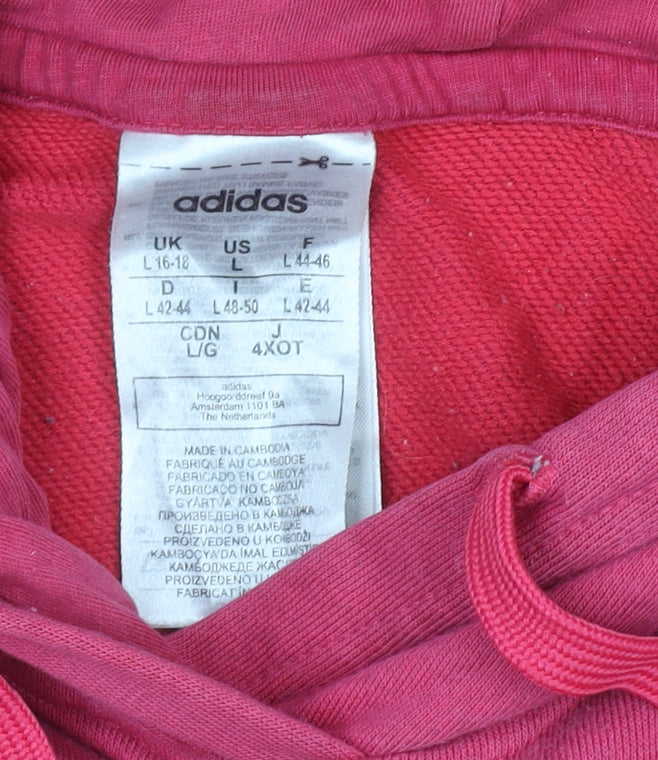 Womens UK Size L adidas Pink Pullover Hoodie