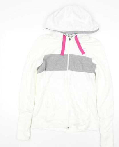 Womens UK Size 12 Nike White Full Zip Hoodie